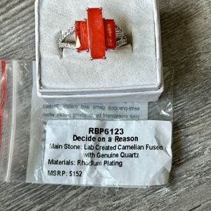 Bomb Party, RBP6123, Decide on a Reason, Size 10, Lab Created Carnelian Rhodium